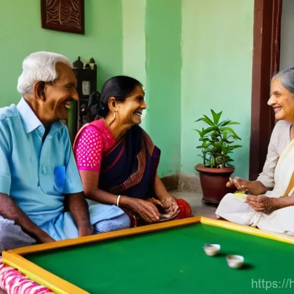 노인 요양병원 방문 후기 - **Prompt:** A vibrant and cheerful common room within a well-maintained elder care facility in India...
