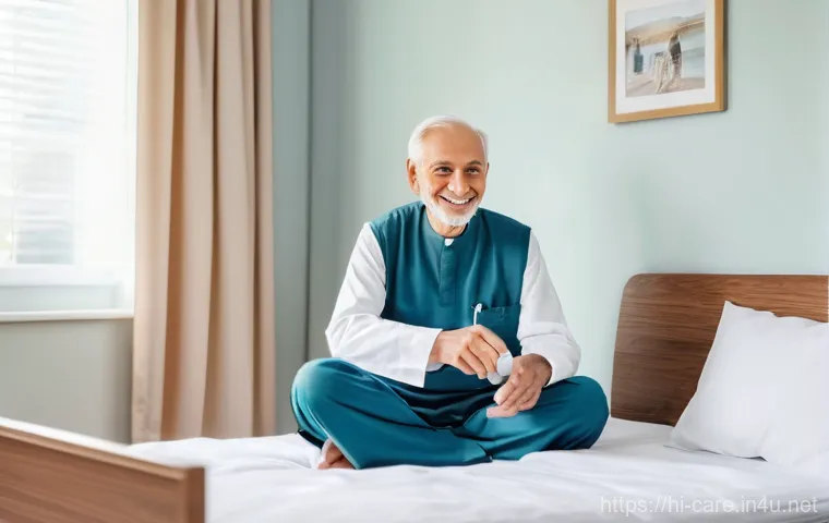 노인 요양병원 방문 후기 - **Prompt:** A heartwarming scene in a cozy, tastefully decorated living room of an Indian home. An e...