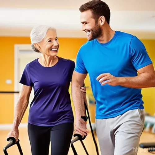 뇌졸중 재활 요양병원 - **Prompt 1: Inspirational Physical Therapy Session**
    "A bright, modern rehabilitation gym with n...