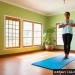 Home 18 요양병원 재활 후기와 결과 - A serene rehabilitation center room bathed in natural sunlight, featuring a middle-aged Indian patie...